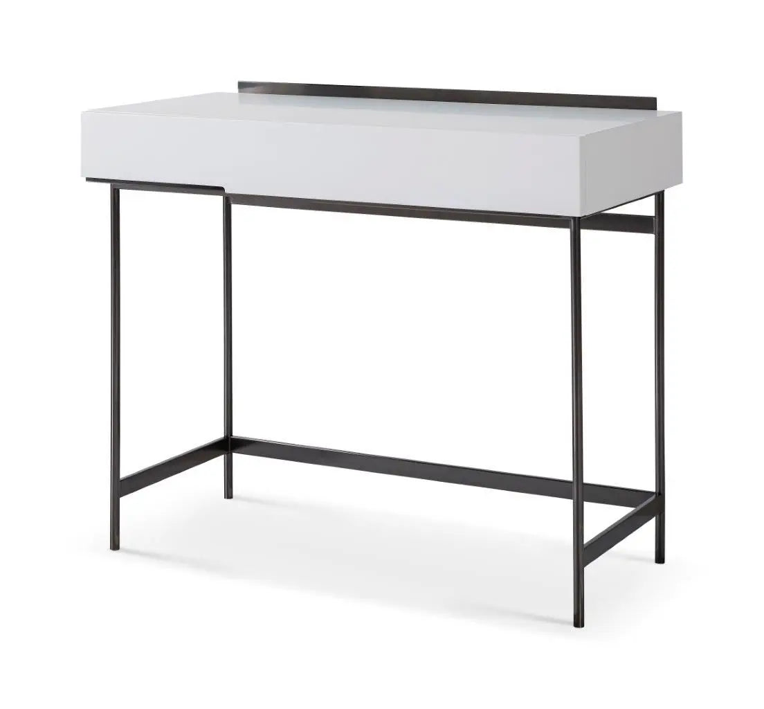Alberto Dressing Table In Dark Chrome & White By Gillmore - Wood Velvet