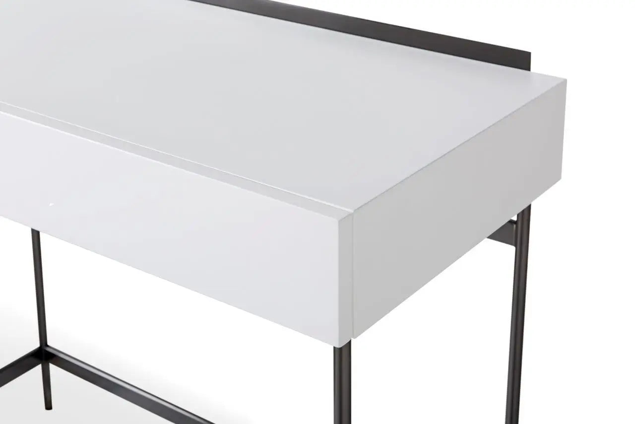 Alberto Dressing Table In Dark Chrome & White By Gillmore - Wood Velvet