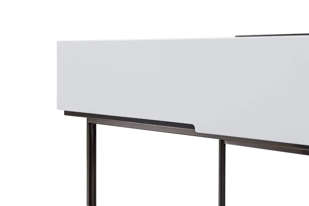 Alberto Dressing Table In Dark Chrome & White By Gillmore - Wood Velvet