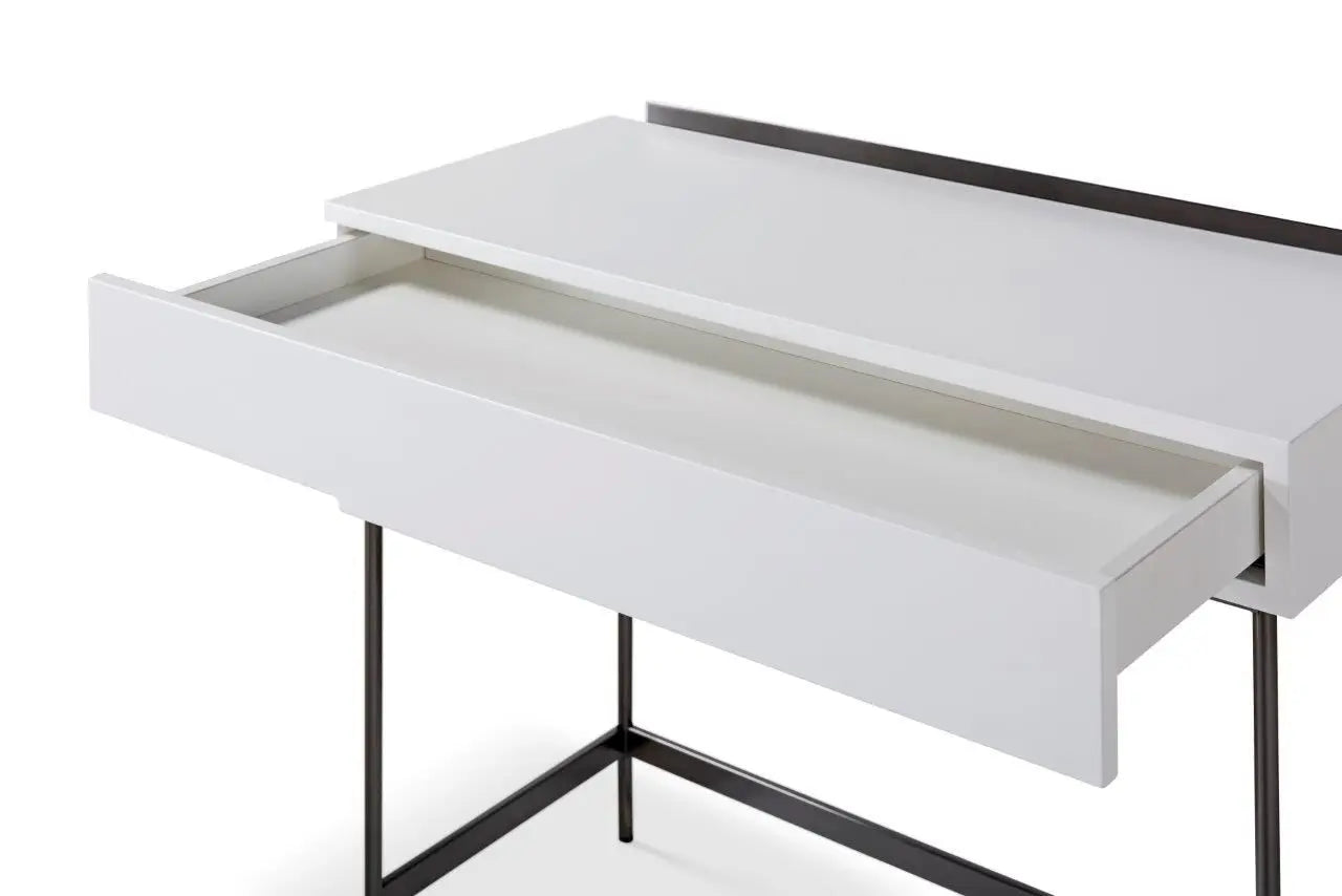 Alberto Dressing Table In Dark Chrome & White By Gillmore - Wood Velvet