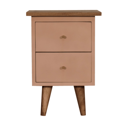 Solid Wood Hand Painted Bedside Cabinet In Blush Pink | Hand Crafted Artisan | Wood Velvet