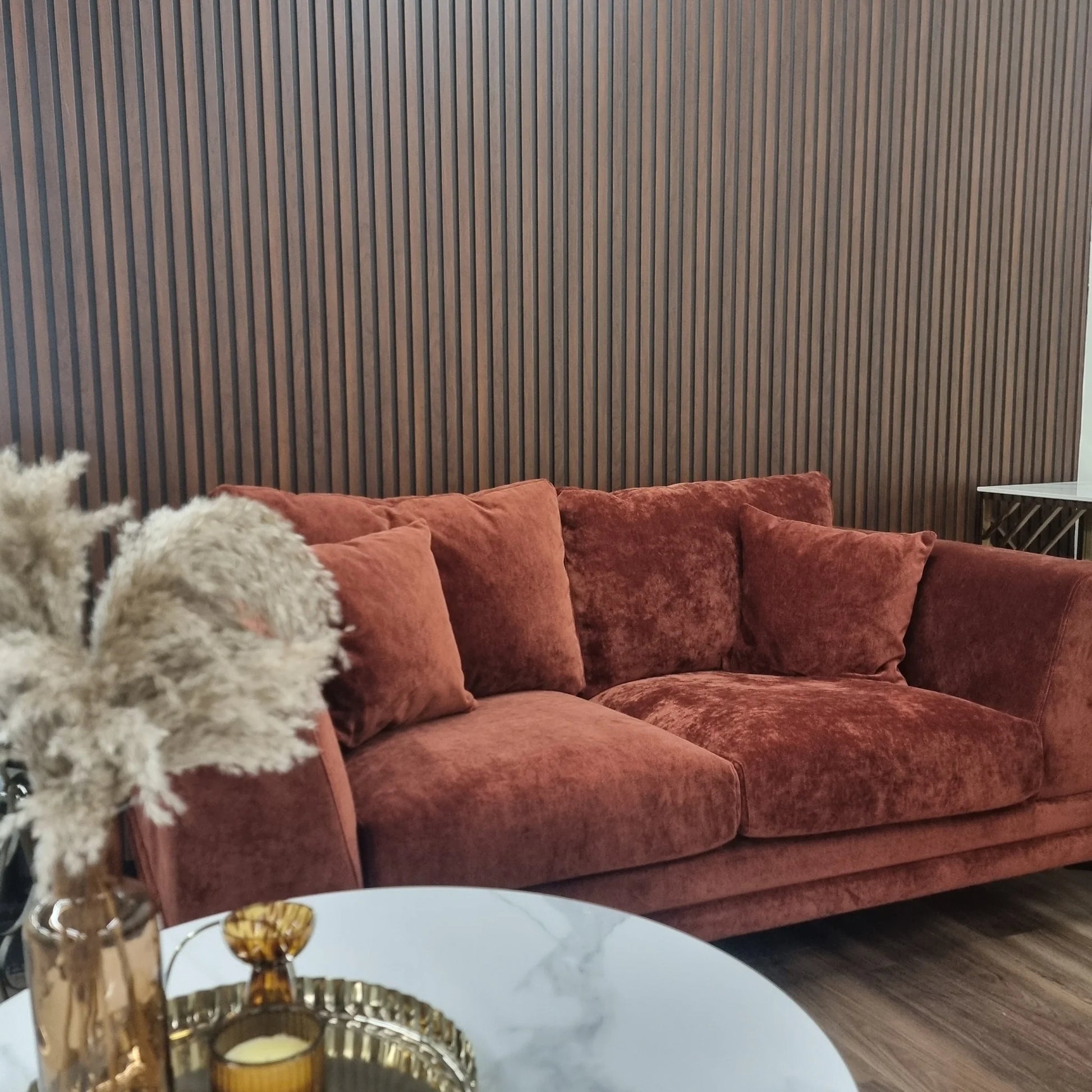 Wood Effect Slatted Wall Panels - DK Oak - Wood Velvet