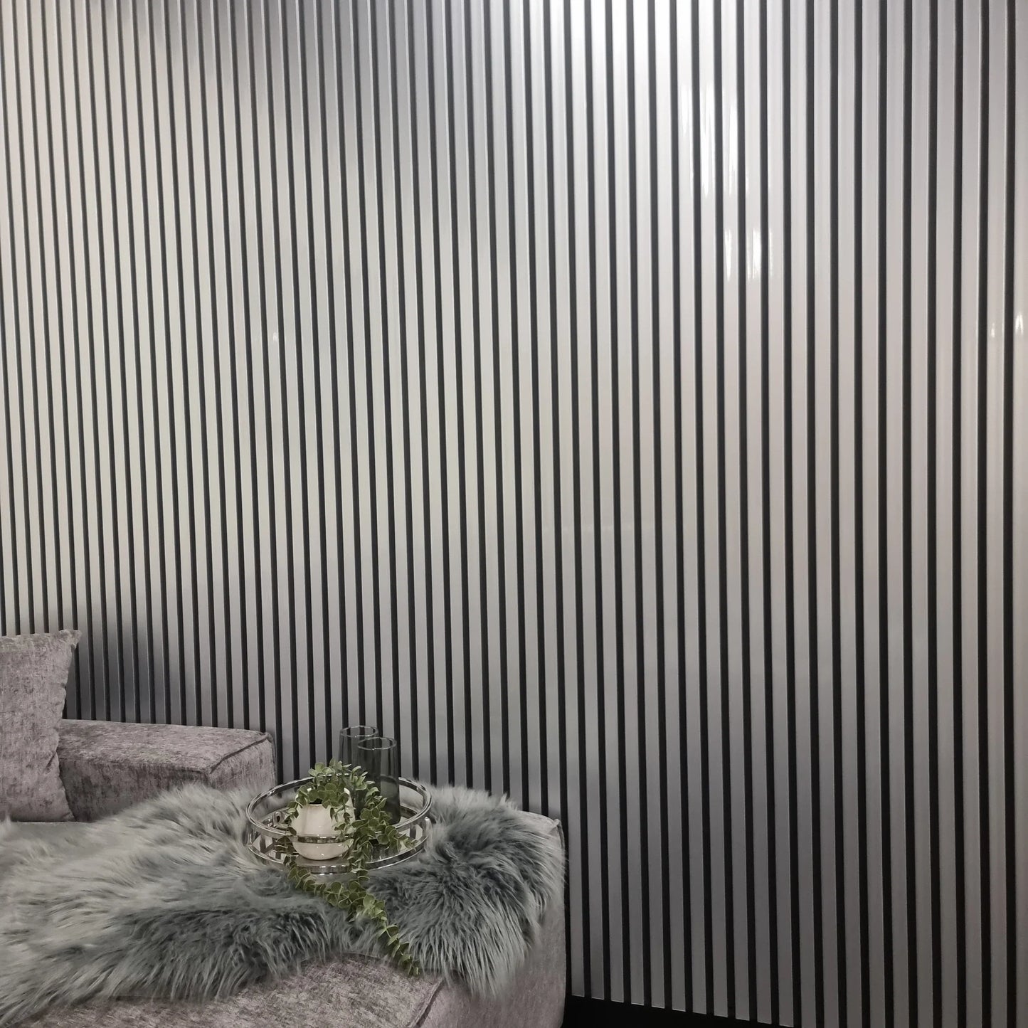 Wood Effect Slatted Wall Panels - Black/Chrome - Wood Velvet