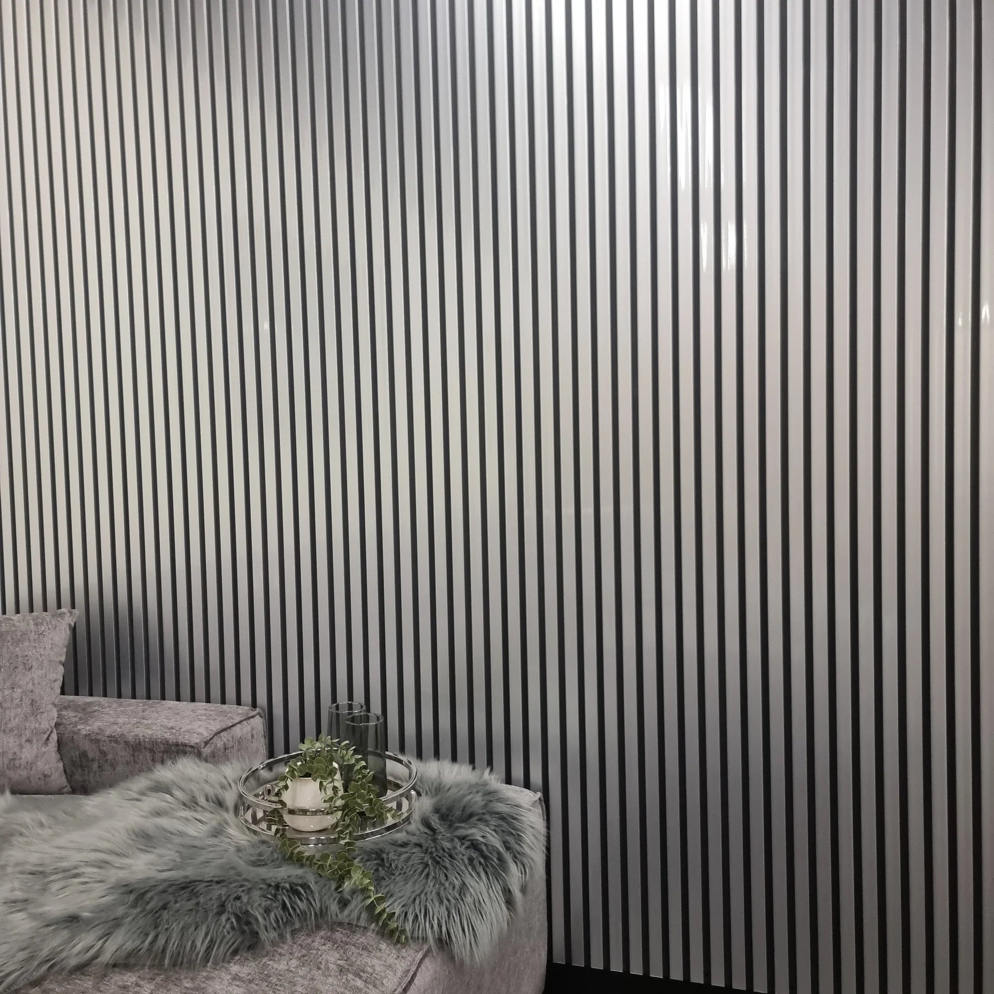 Wood Effect Slatted Wall Panels - Black/Chrome - Wood Velvet