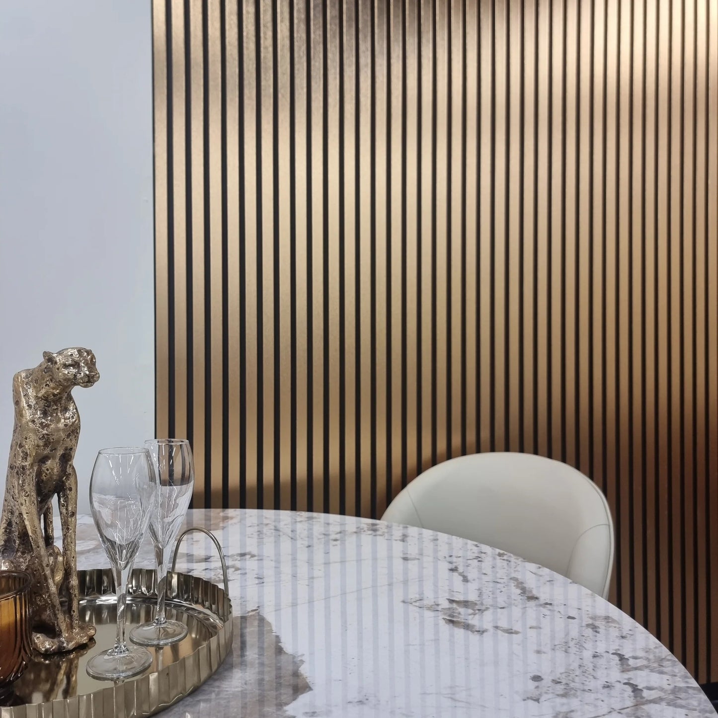 Wood Effect Slatted Wall Panels - Black/Gold - Wood Velvet