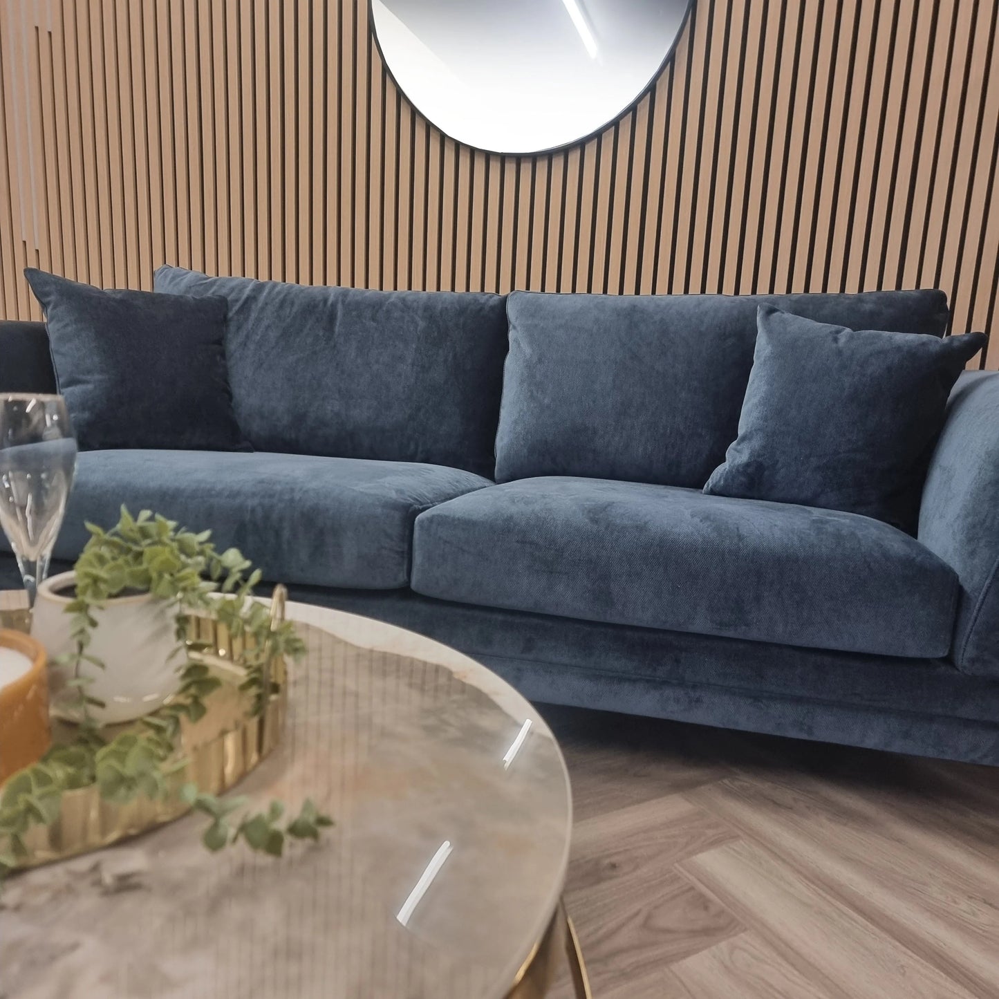2 & 3 Seater Sofa Pack in Blue Velvet | Lenox Sofa Range | Wood Velvet