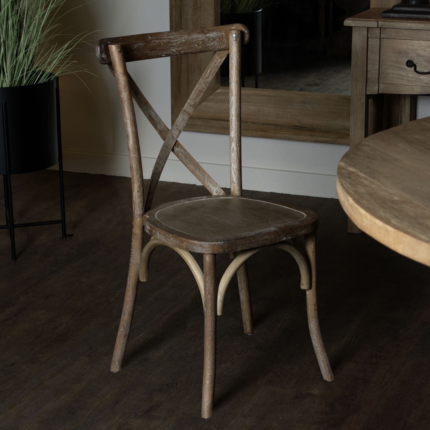 Light Oak Cross Back Dining Chair - Wood Velvet