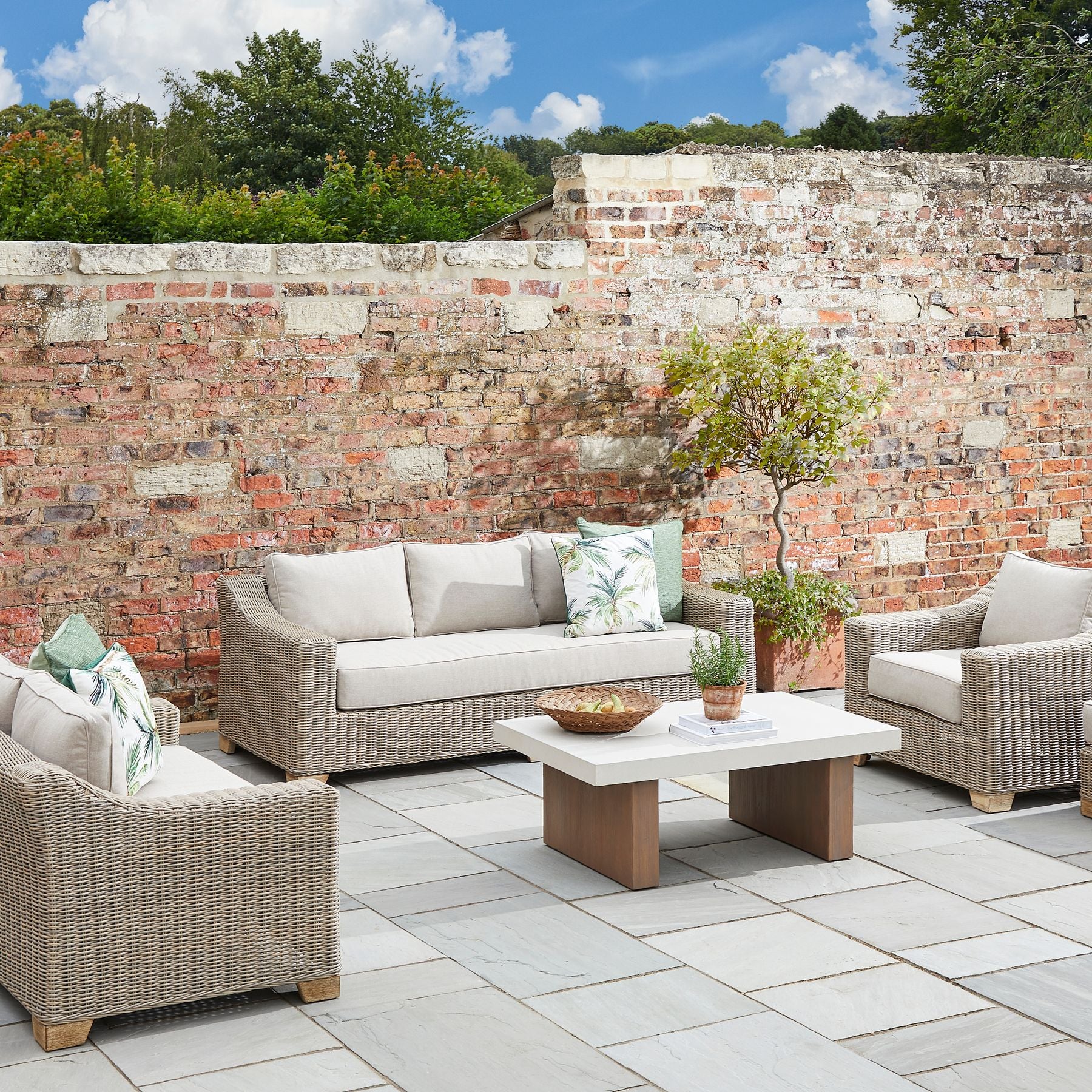 Capri Collection Outdoor Three Seater Sofa - Wood Velvet
