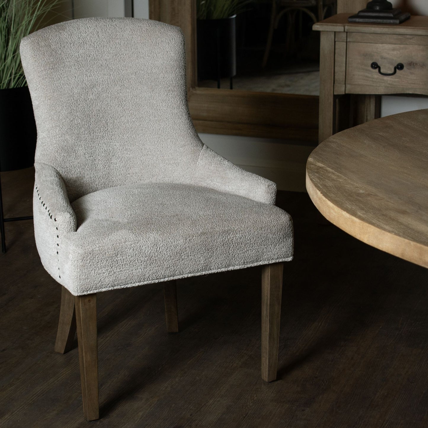Brockham Taupe Dining Chair - Wood Velvet