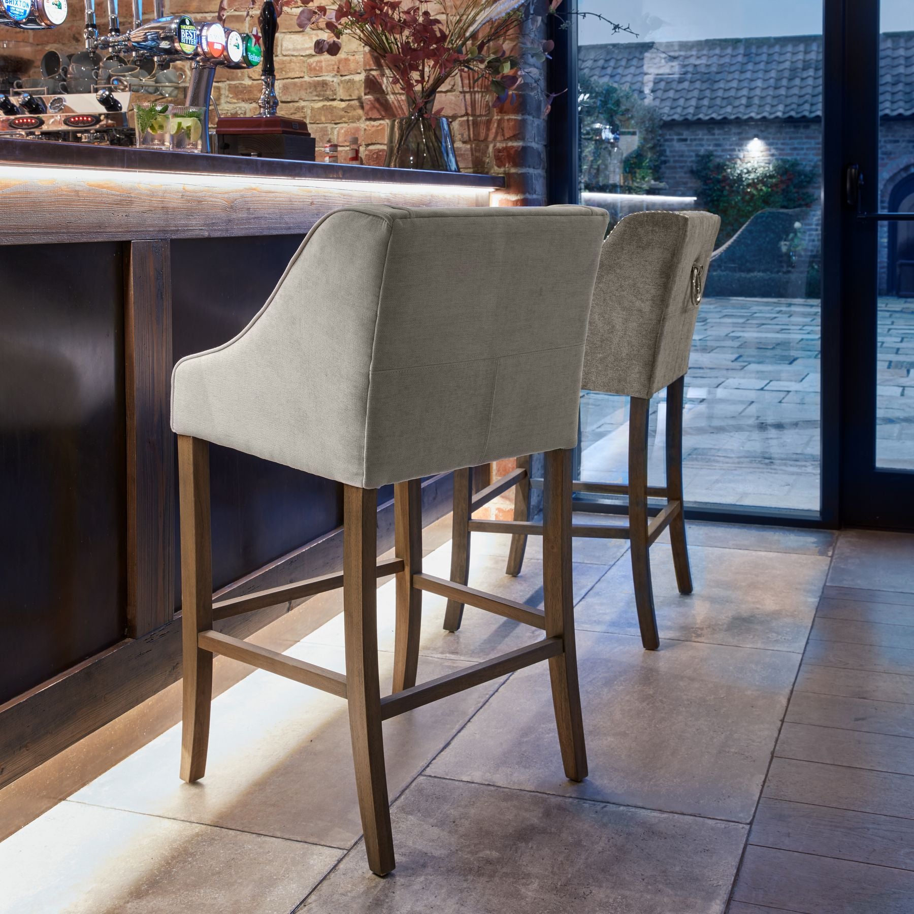Epsom Grey Barstool - Wood Velvet