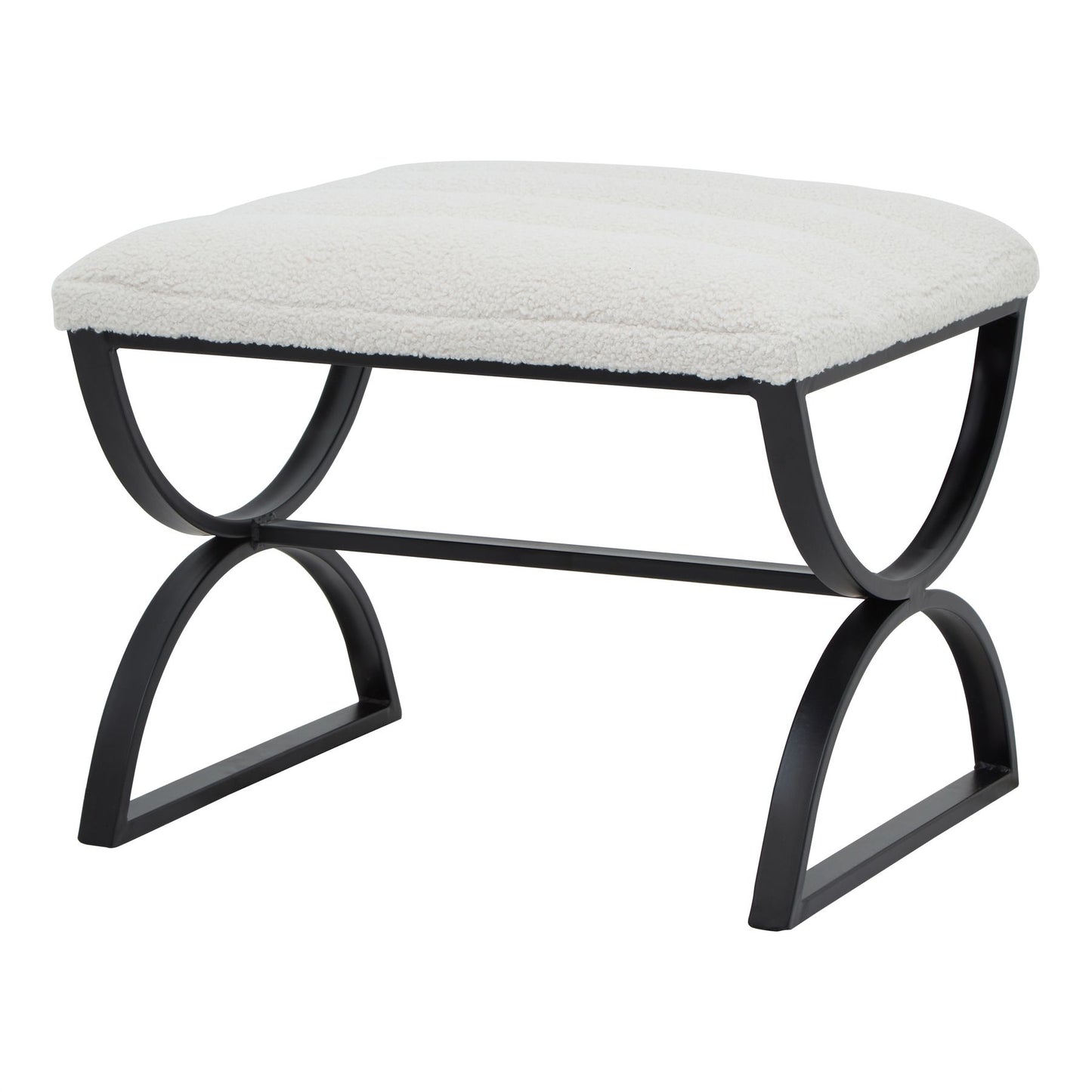 Boucle Ribbed Scandi Foot Stool In Ivory | Luxury comfort | Hills Interiors | - Wood Velvet