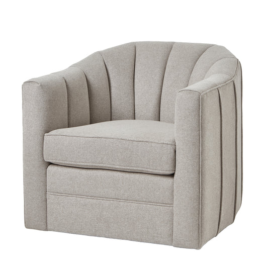 Lily Swivel Chair In Oatmeal Twill - Wood Velvet