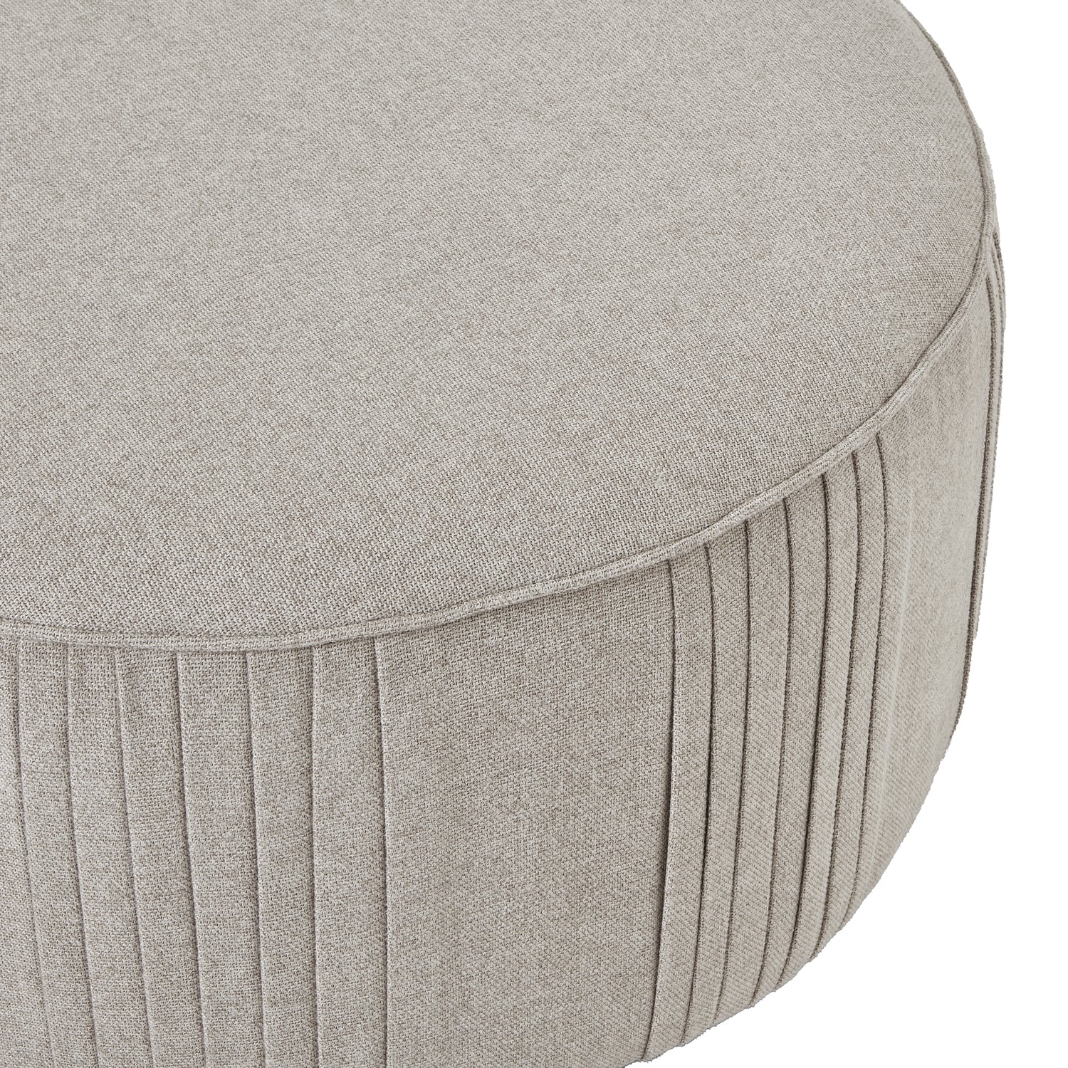 Lily Swivel Ottoman In Oatmeal Twill - Wood Velvet