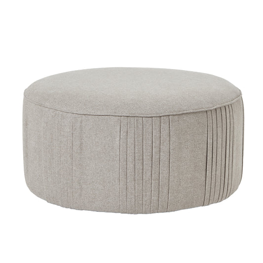 Lily Swivel Ottoman In Oatmeal Twill - Wood Velvet