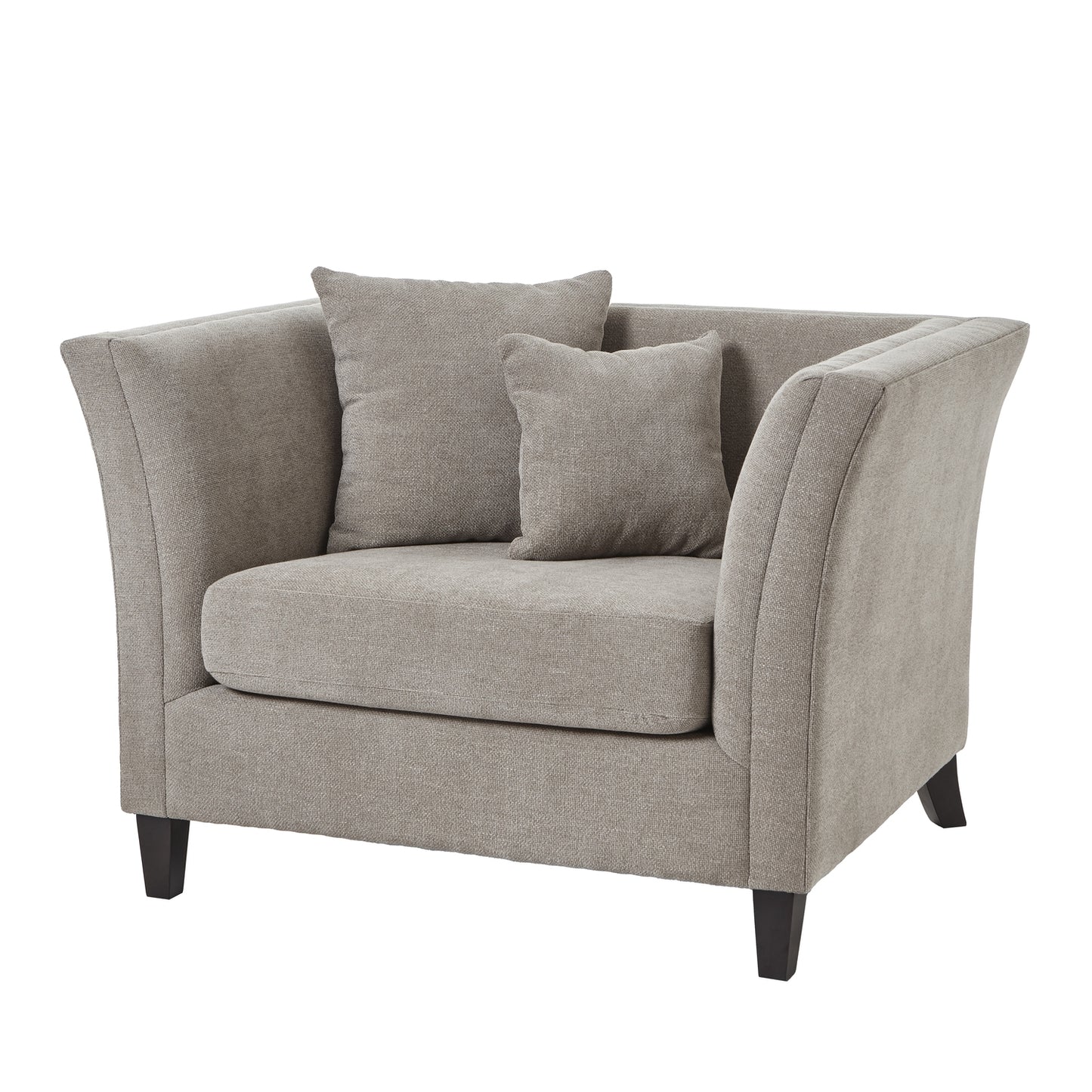 Vesper Taupe Cushion Back Snuggle Chair - Wood Velvet