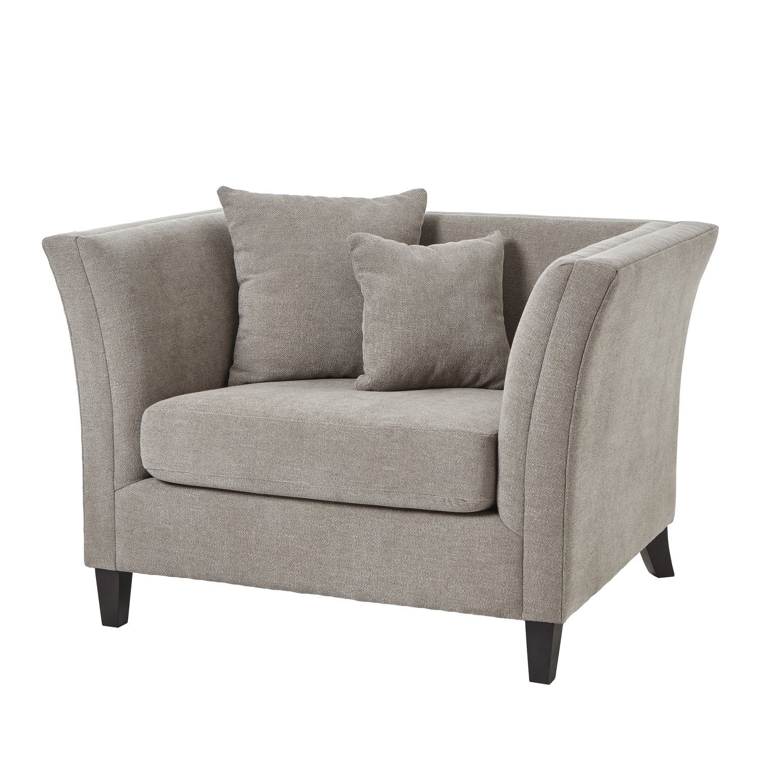 Vesper Taupe Cushion Back Snuggle Chair - Wood Velvet