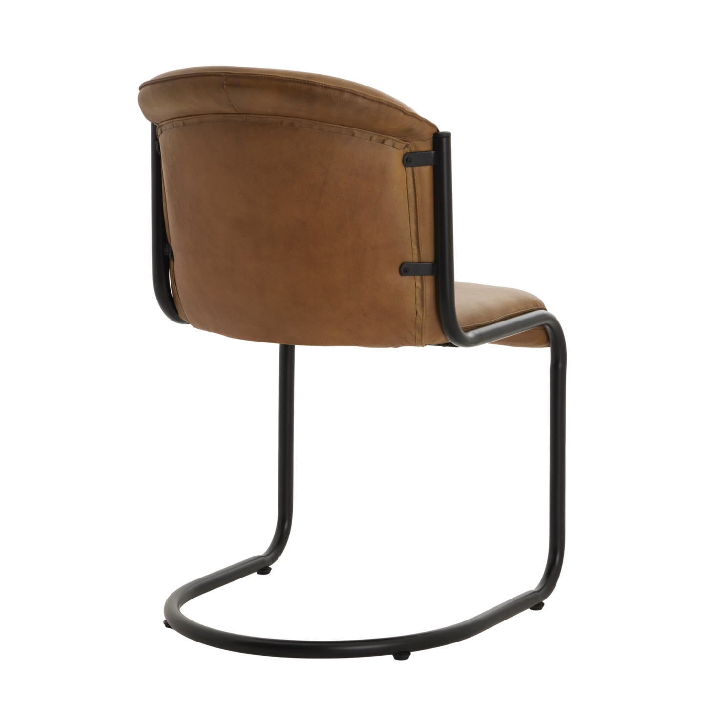 Billy Leather Curved Dining Chair - Wood Velvet