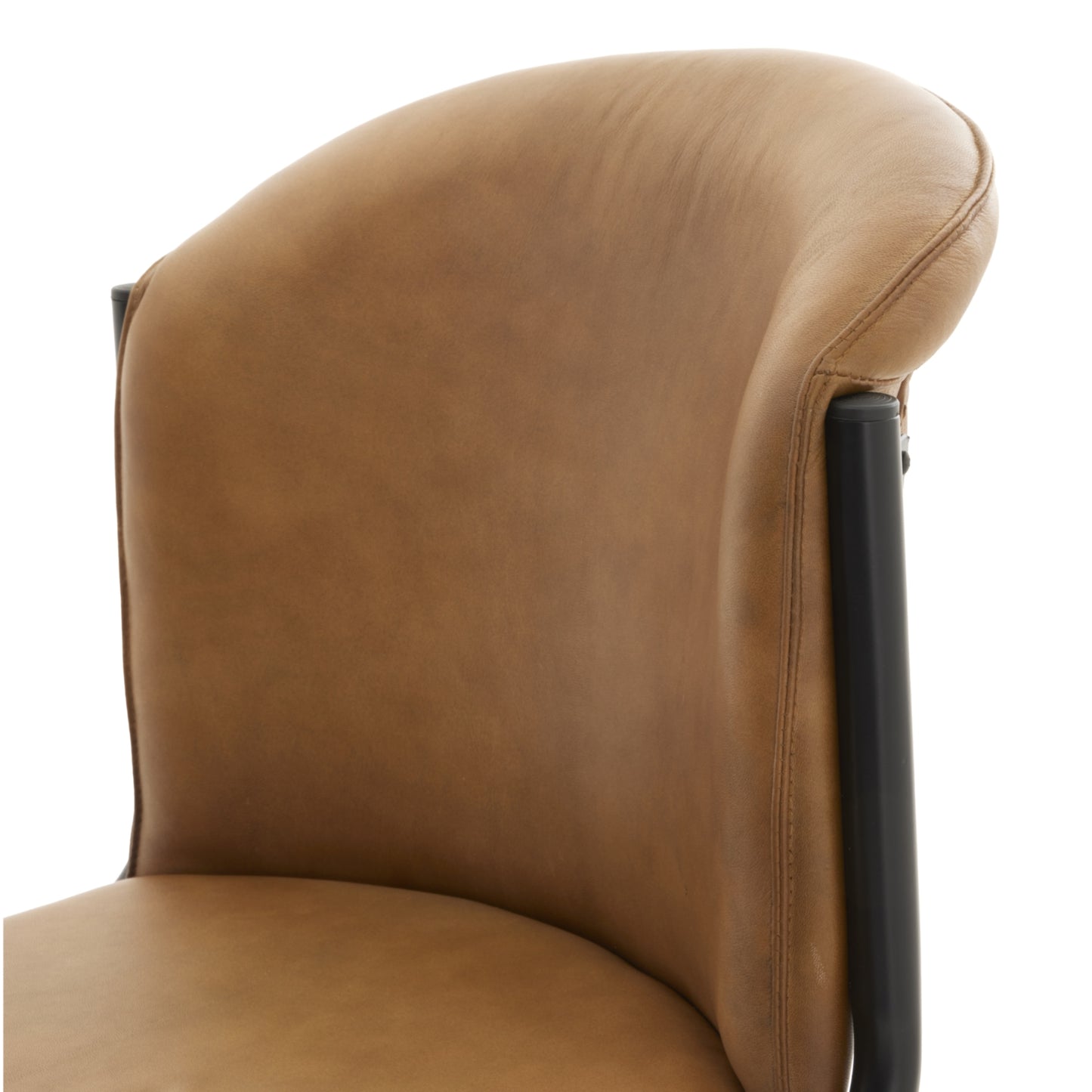 Billy Leather Curved Dining Chair - Wood Velvet