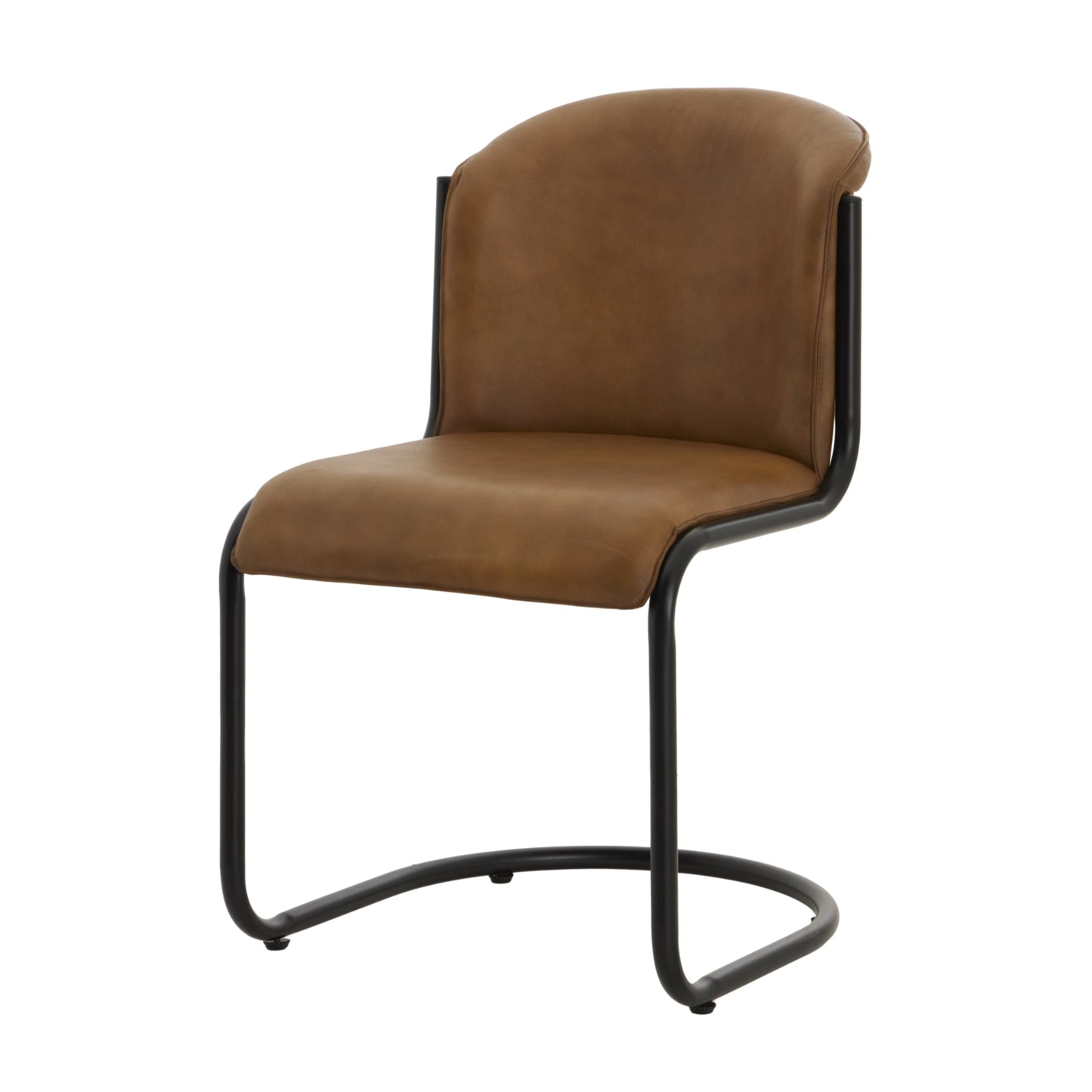 Billy Leather Curved Dining Chair - Wood Velvet