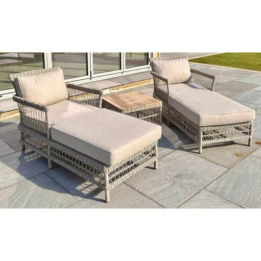 Provence Collection Outdoor Sun Lounger Set - Wood Velvet