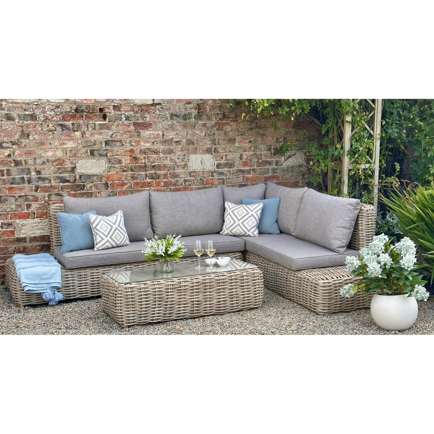 Amalfi Collection Outdoor Large Corner Set - Wood Velvet