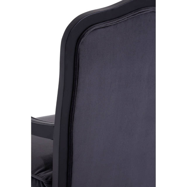 Antique-look Hardwood Frame Statement Chair And Footstool In Dark Grey Linen & Black Wood | Wood Velvet (Copy) - Wood Velvet