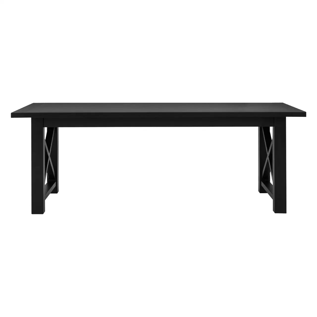 Natural Oak Wood Dining Table Black Finish | Lattice Aesthetic - Wood Velvet