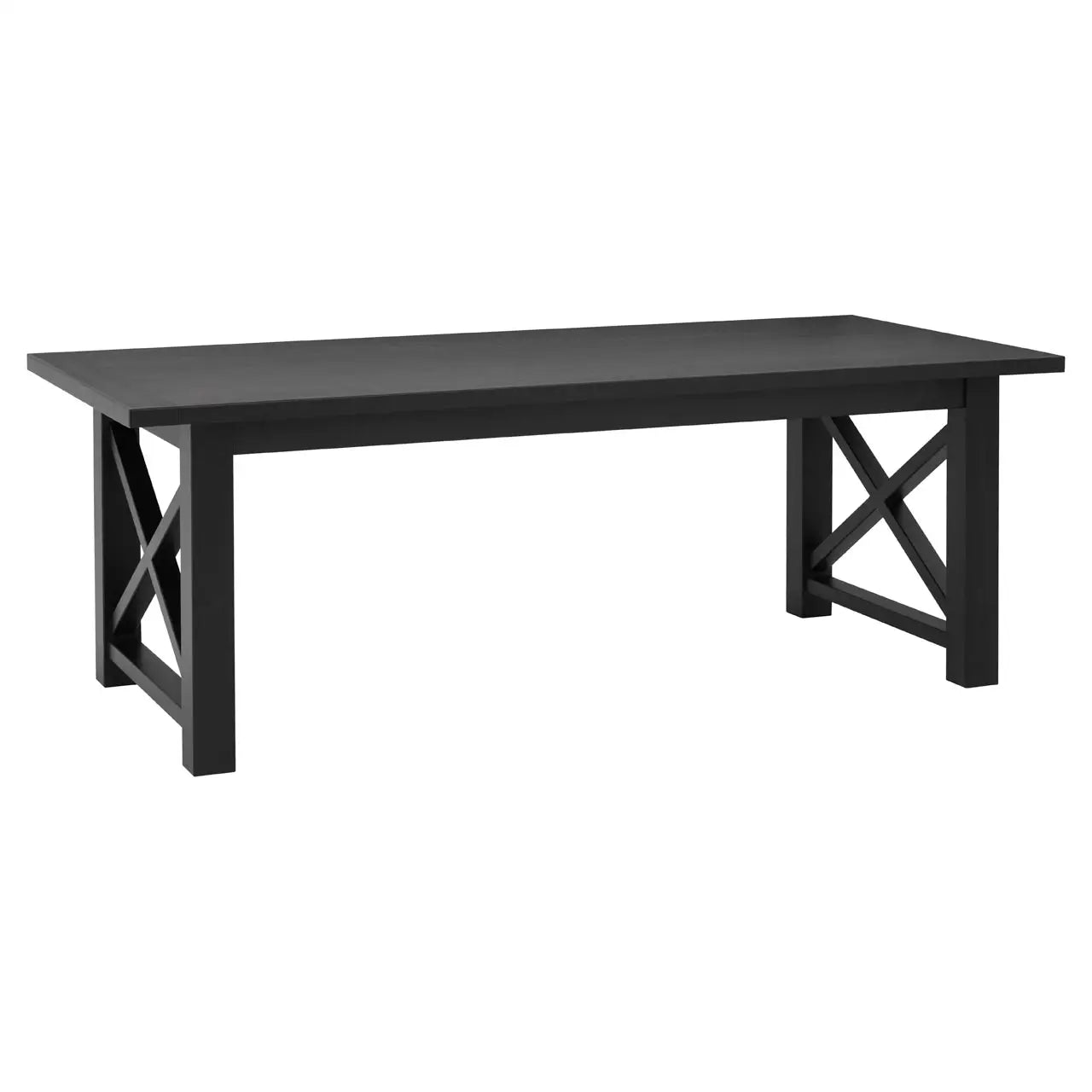 Natural Oak Wood Dining Table Black Finish | Lattice Aesthetic - Wood Velvet