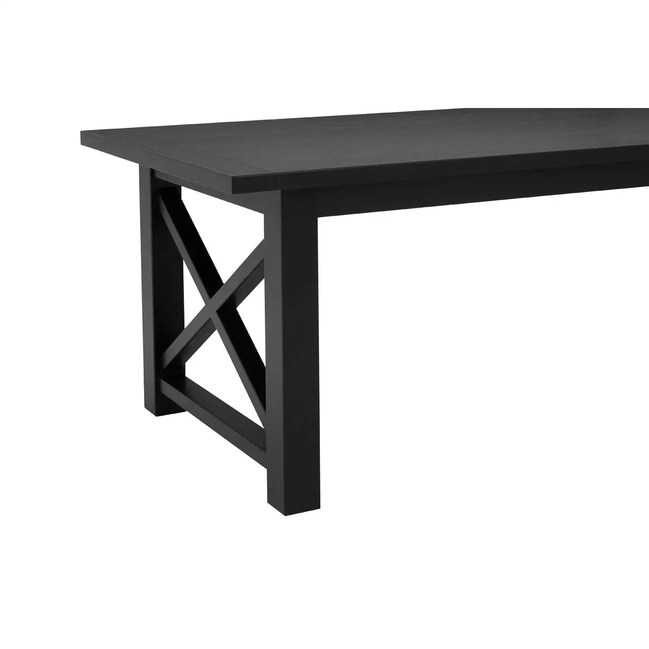 Natural Oak Wood Dining Table Black Finish | Lattice Aesthetic - Wood Velvet