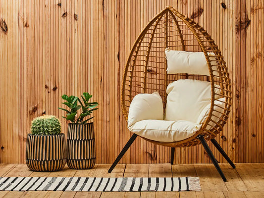 Natural Rattan Effect Egg Chair - Wood Velvet