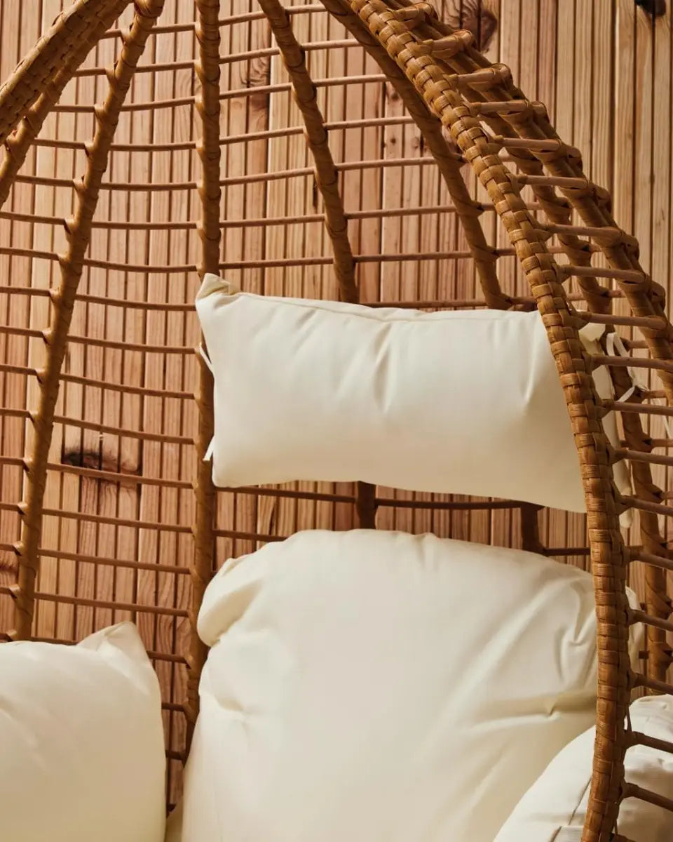 Natural Rattan Effect Egg Chair - Wood Velvet