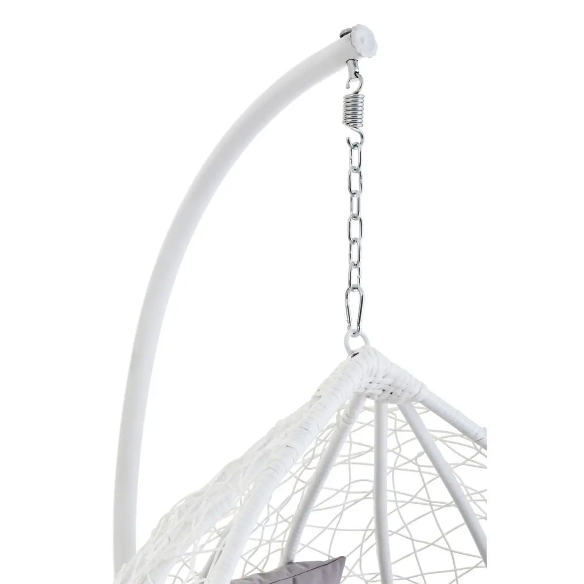 White Rattan Hanging Egg Chair - Wood Velvet
