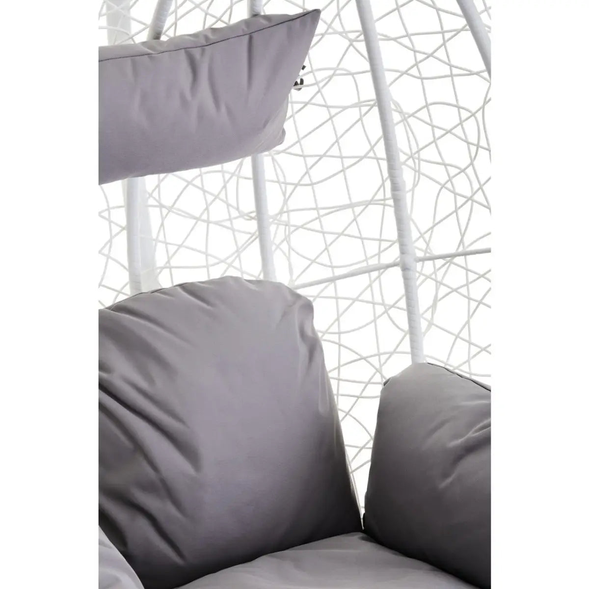 White Rattan Hanging Egg Chair - Wood Velvet
