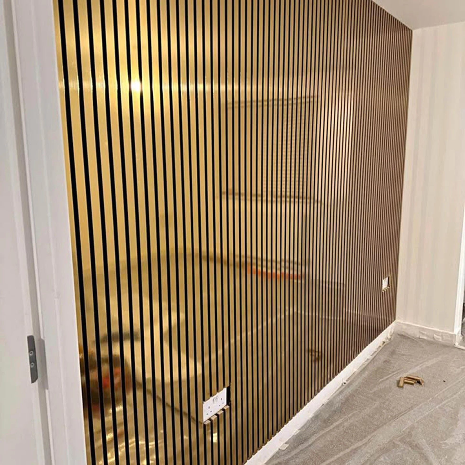 Wood Effect Slatted Wall Panels | Gold Chrome | 4 Pack - Wood Velvet