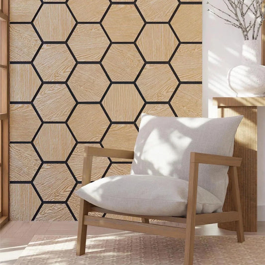 Acoustic "Turtle Hex" Wall Panels | Light Oak | 4 Pack - Wood Velvet
