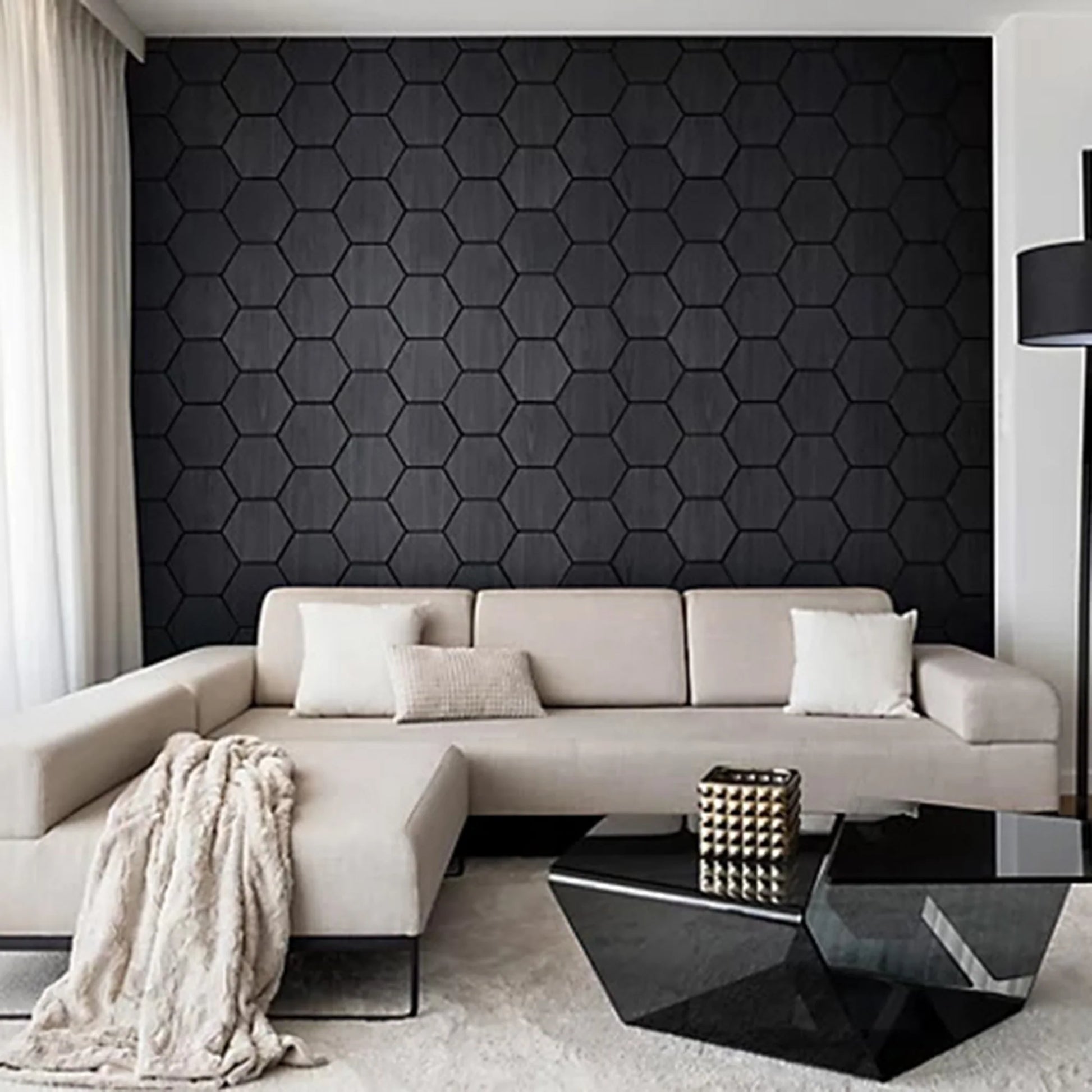 Acoustic "Turtle Hex" Wall Panels | Charcoal | 4 Pack - Wood Velvet