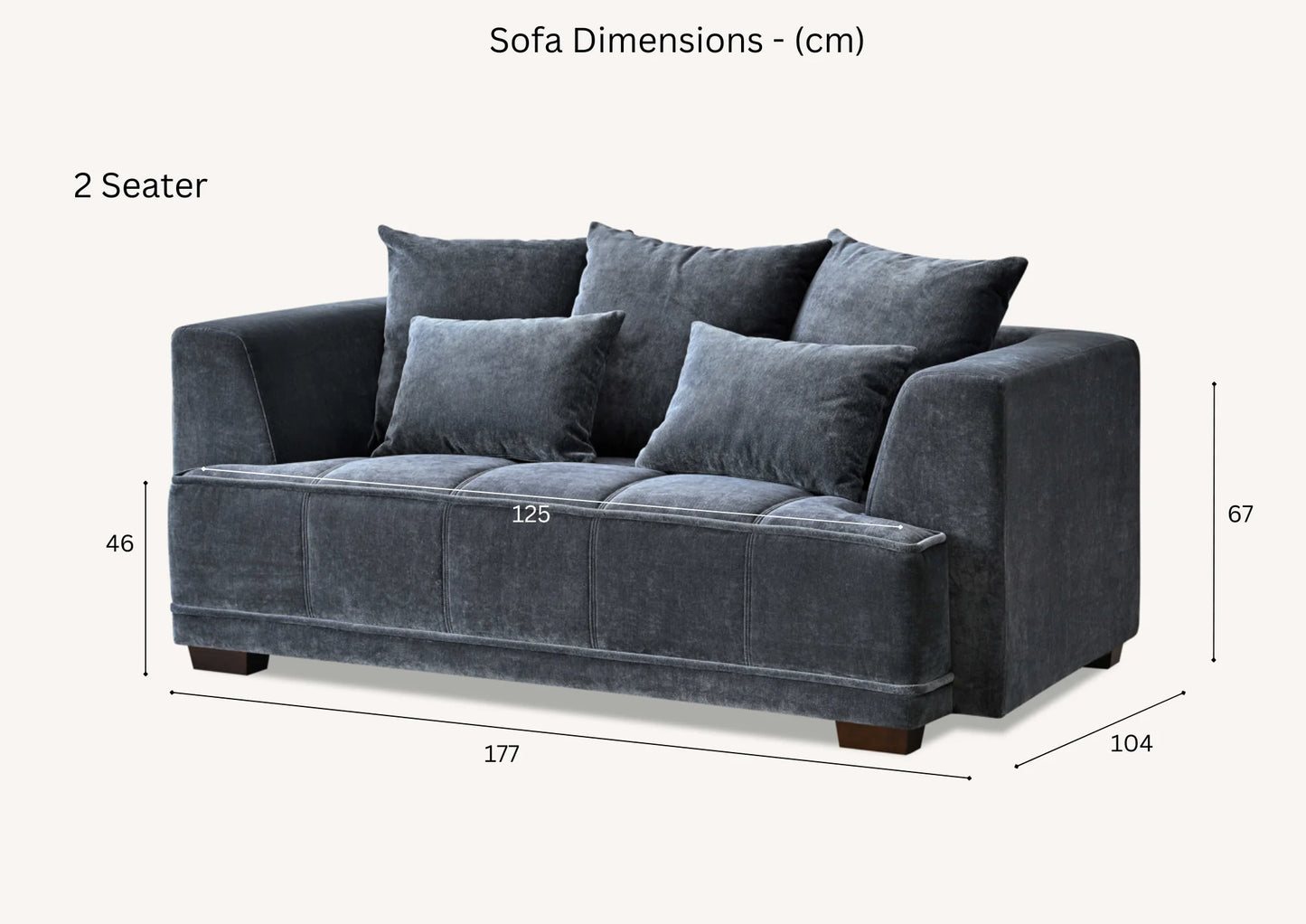 Gramercy Sofa Range in Steel Velvet - Wood Velvet