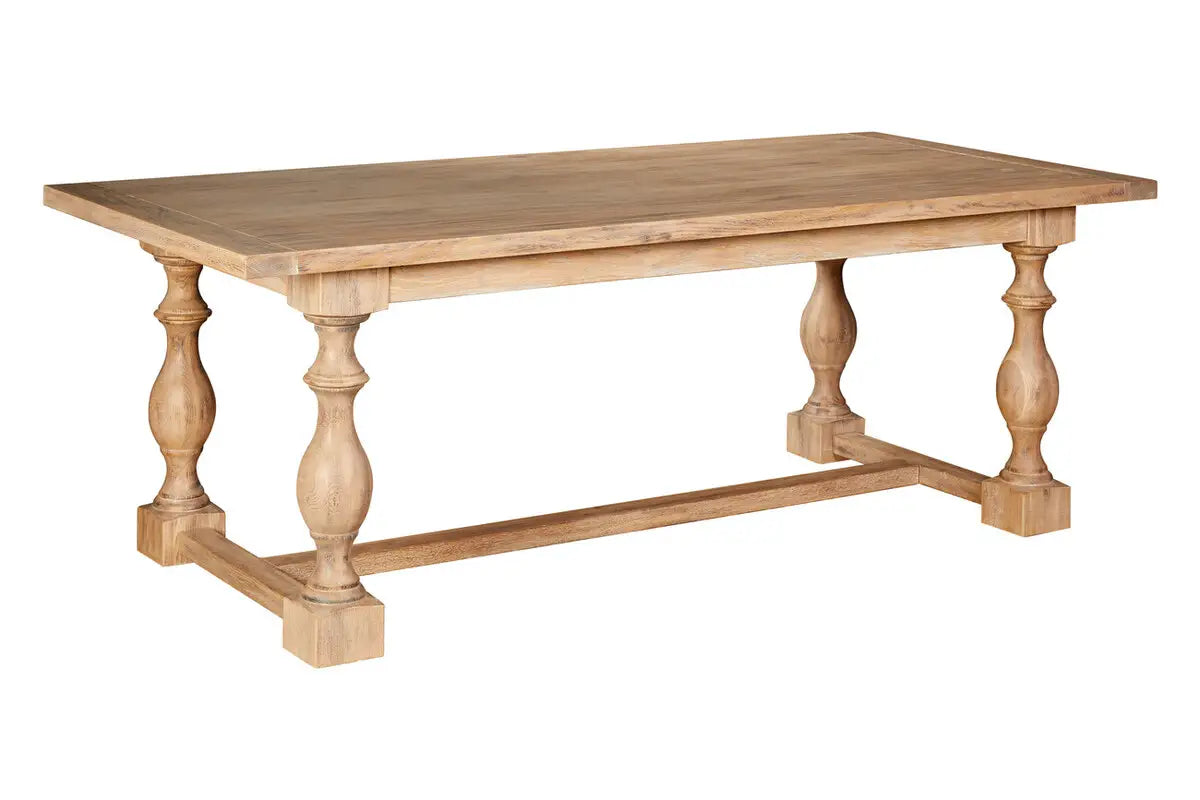 Strong Rustic Oak Wood Dining Table | Whitebrushed Oak - Wood Velvet