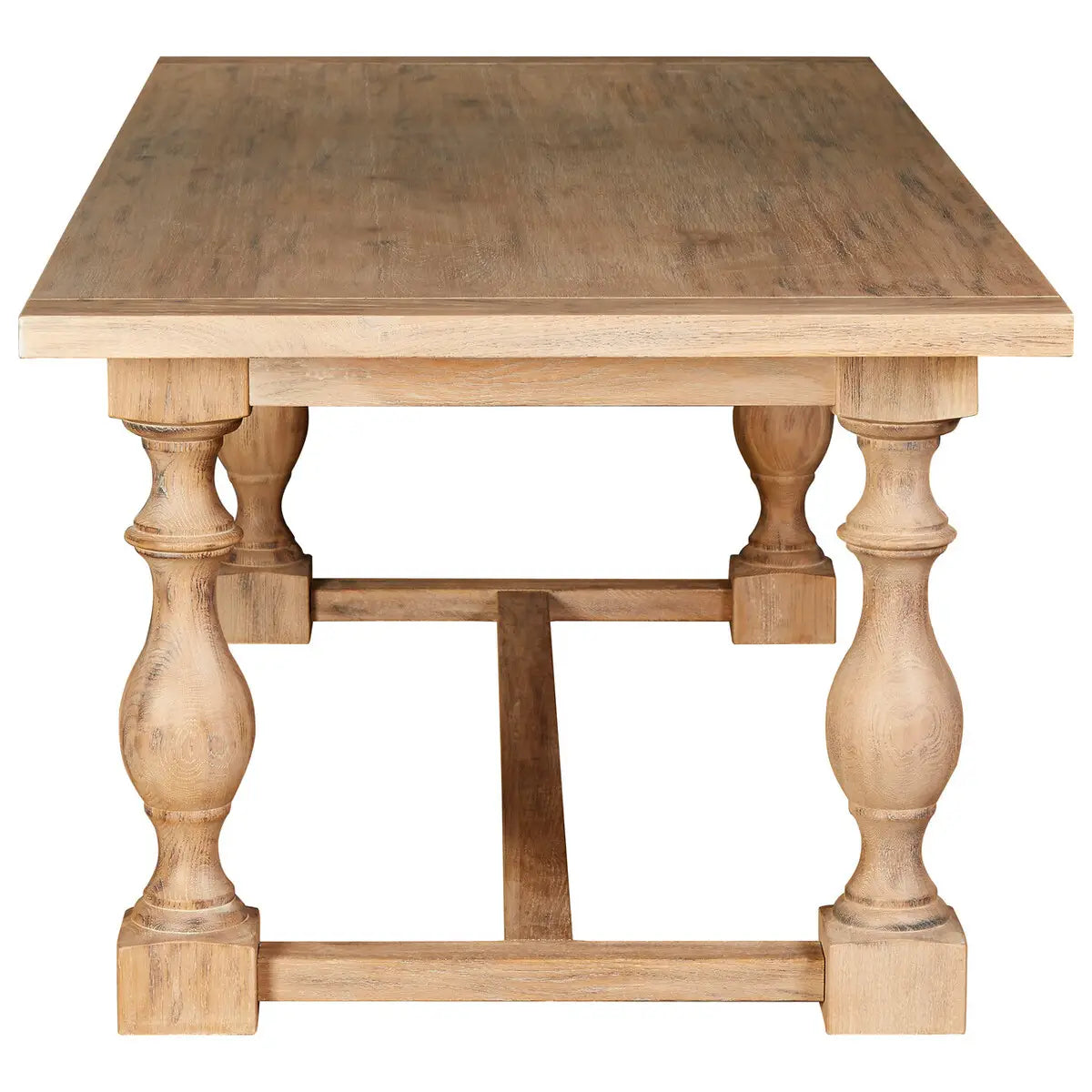 Strong Rustic Oak Wood Dining Table | Whitebrushed Oak - Wood Velvet