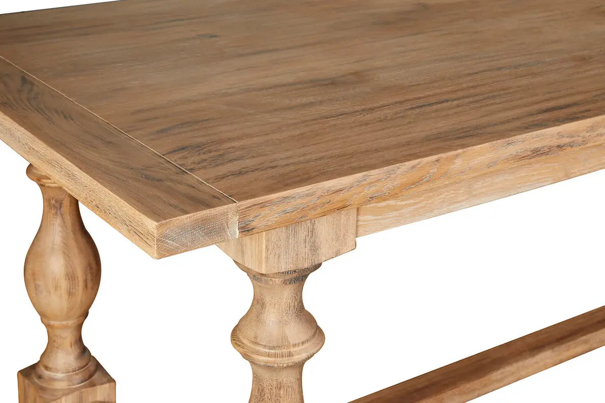Strong Rustic Oak Wood Dining Table | Whitebrushed Oak - Wood Velvet