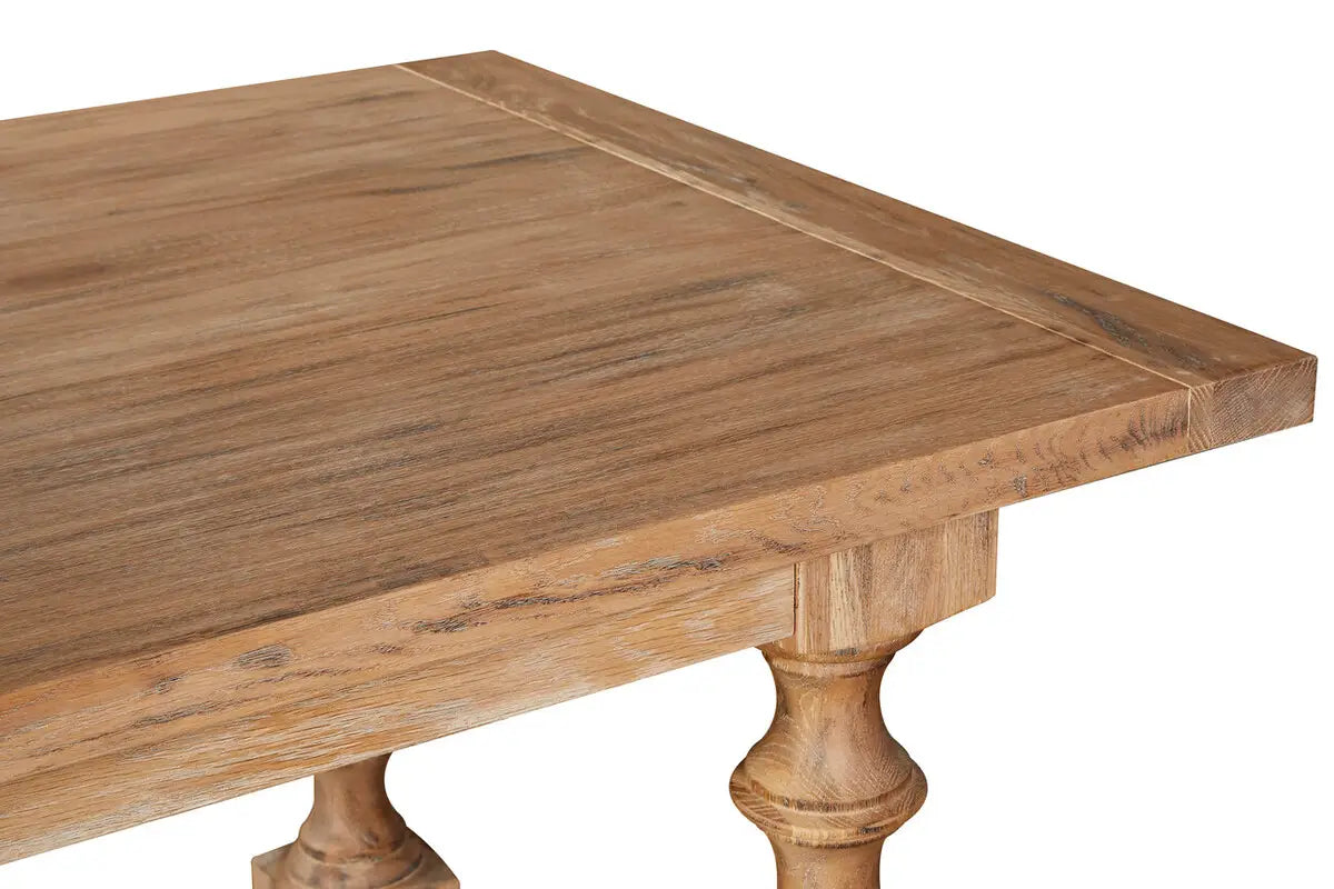Strong Rustic Oak Wood Dining Table | Whitebrushed Oak - Wood Velvet