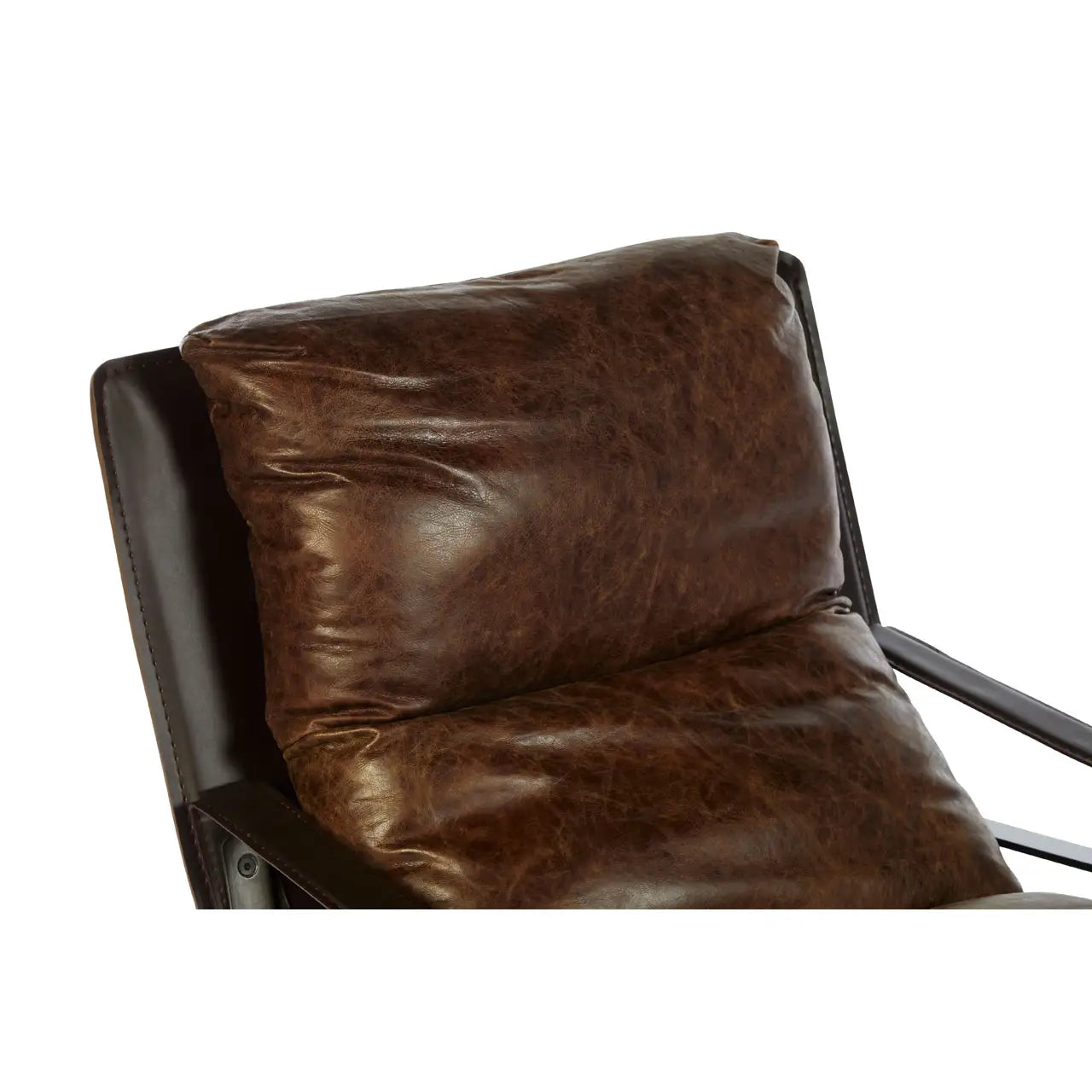 Industrial Iron Lounge Chair | Vintage Brown | Distressed Look