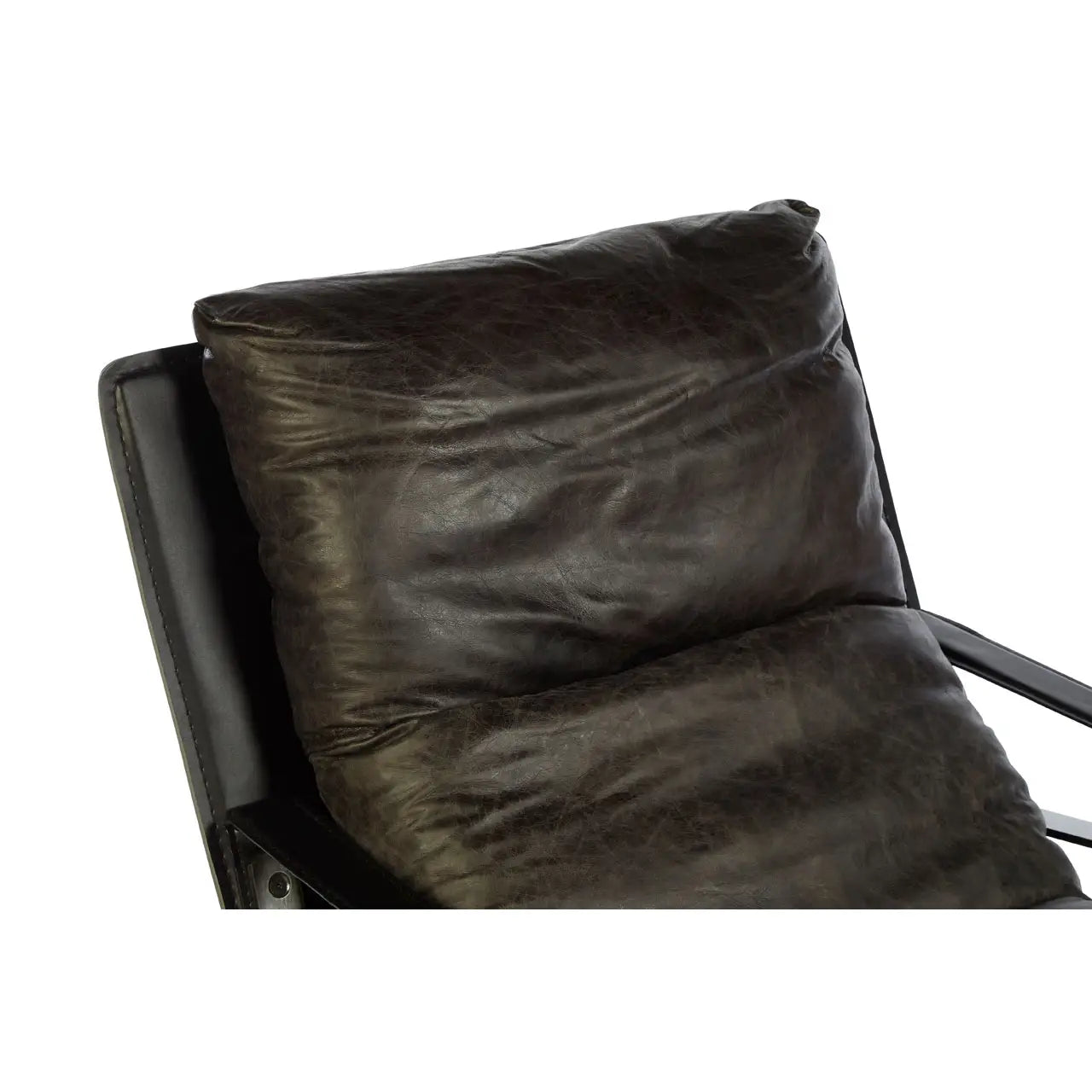 Industrial Iron Lounge Chair | Vintage Dark Brown | Distressed Look - Wood Velvet