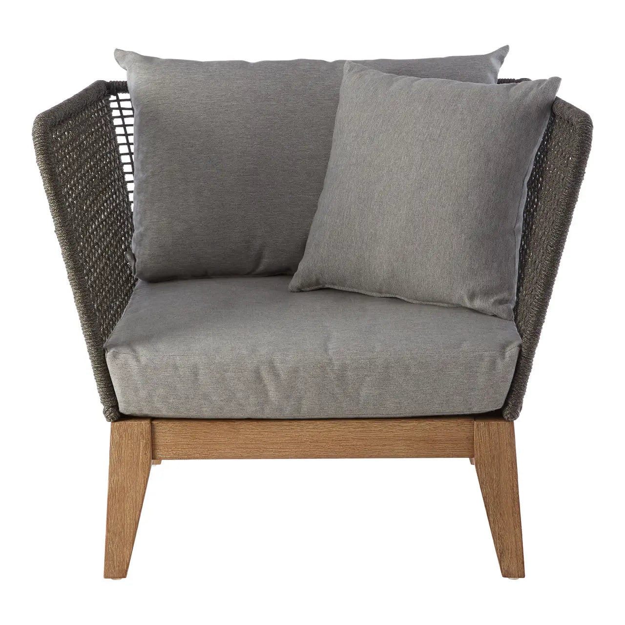 Nordic Style Hand Woven Angular Armchair | Trendy Woven Rope - Wood Velvet