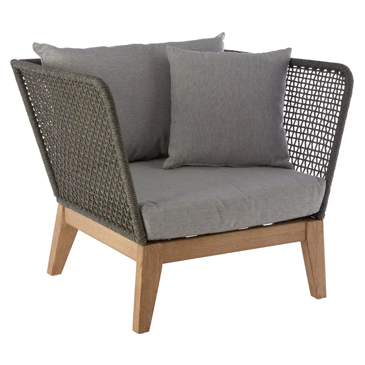 Nordic Style Hand Woven Angular Armchair | Trendy Woven Rope - Wood Velvet