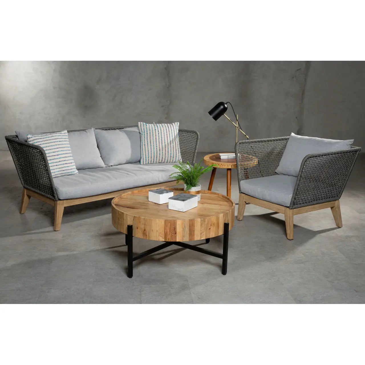 Nordic Style Hand Woven Angular Armchair | Trendy Woven Rope - Wood Velvet