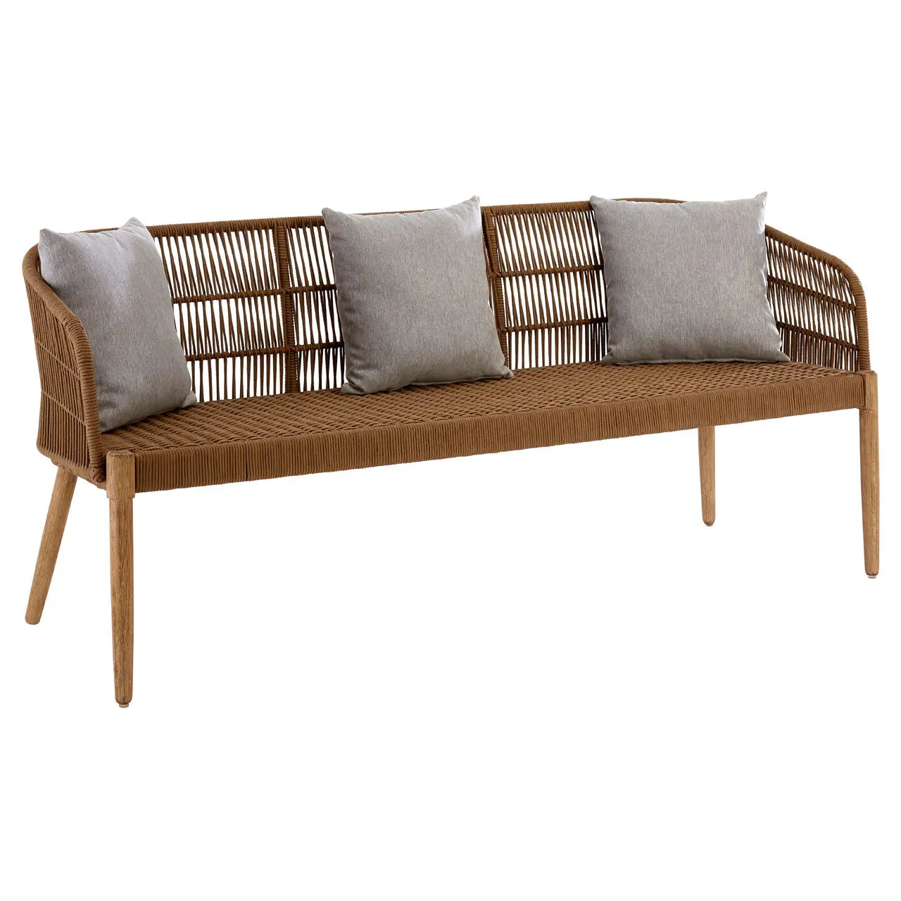 Nordic Style Hand Woven 3-Seat Sofa - Wood Velvet