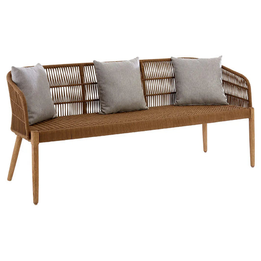 Nordic Style Hand Woven 3-Seat Sofa - Wood Velvet