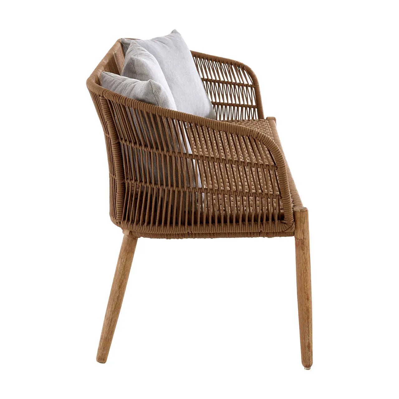 Nordic Style Hand Woven 3-Seat Sofa - Wood Velvet