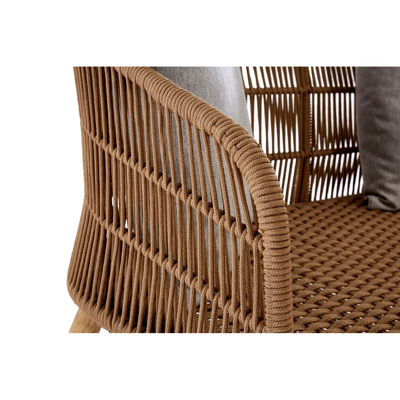 Nordic Style Hand Woven 3-Seat Sofa - Wood Velvet